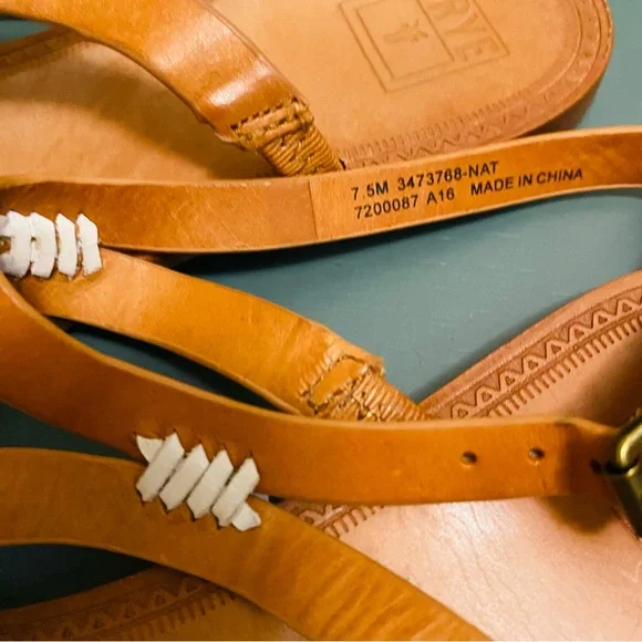 Frye Ruth Whipstitch Flat Brown Leather Sandal - Picture 7 of 11